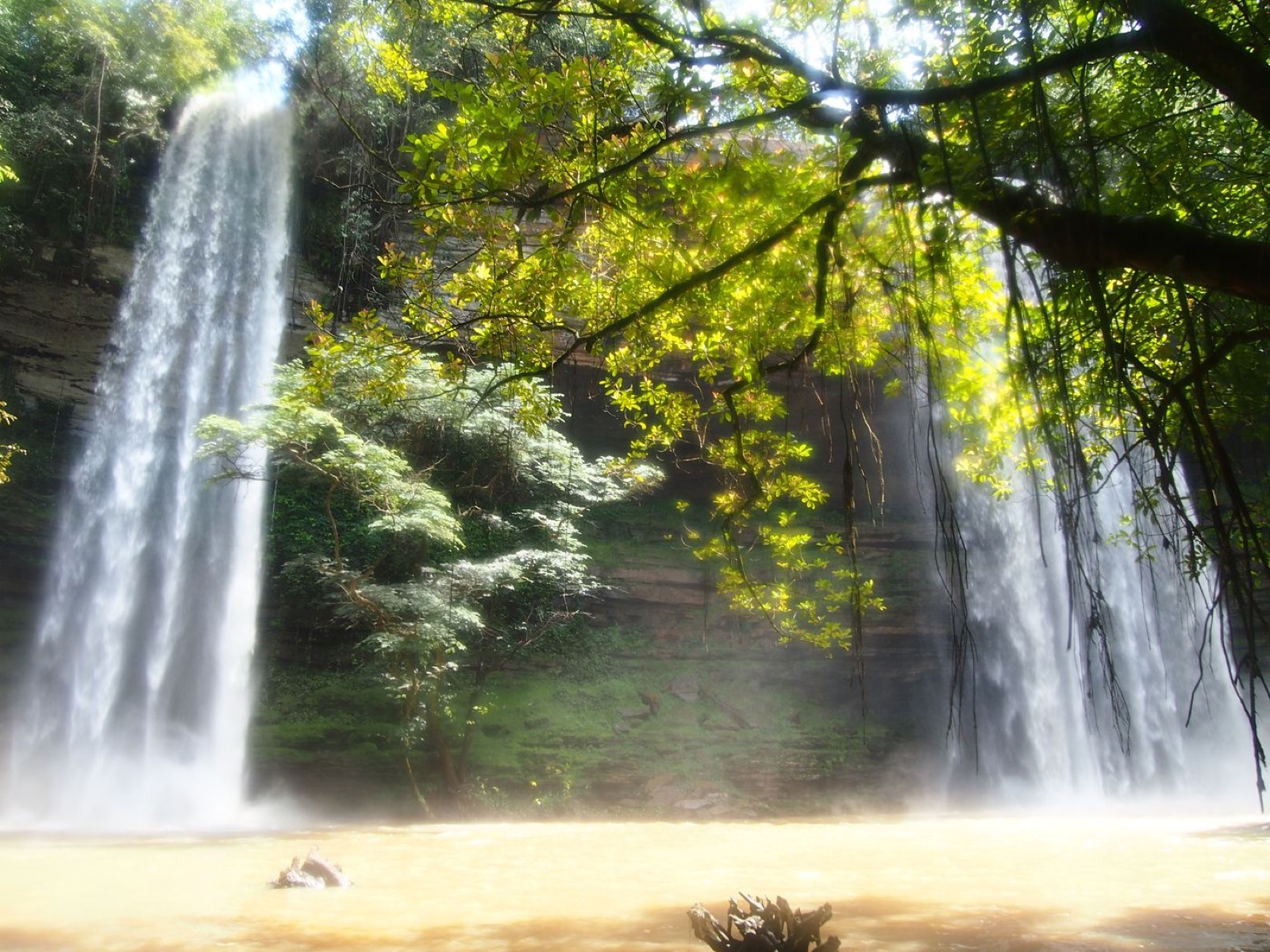 Boti Falls dropping through forest in Ghana's Eastern Region