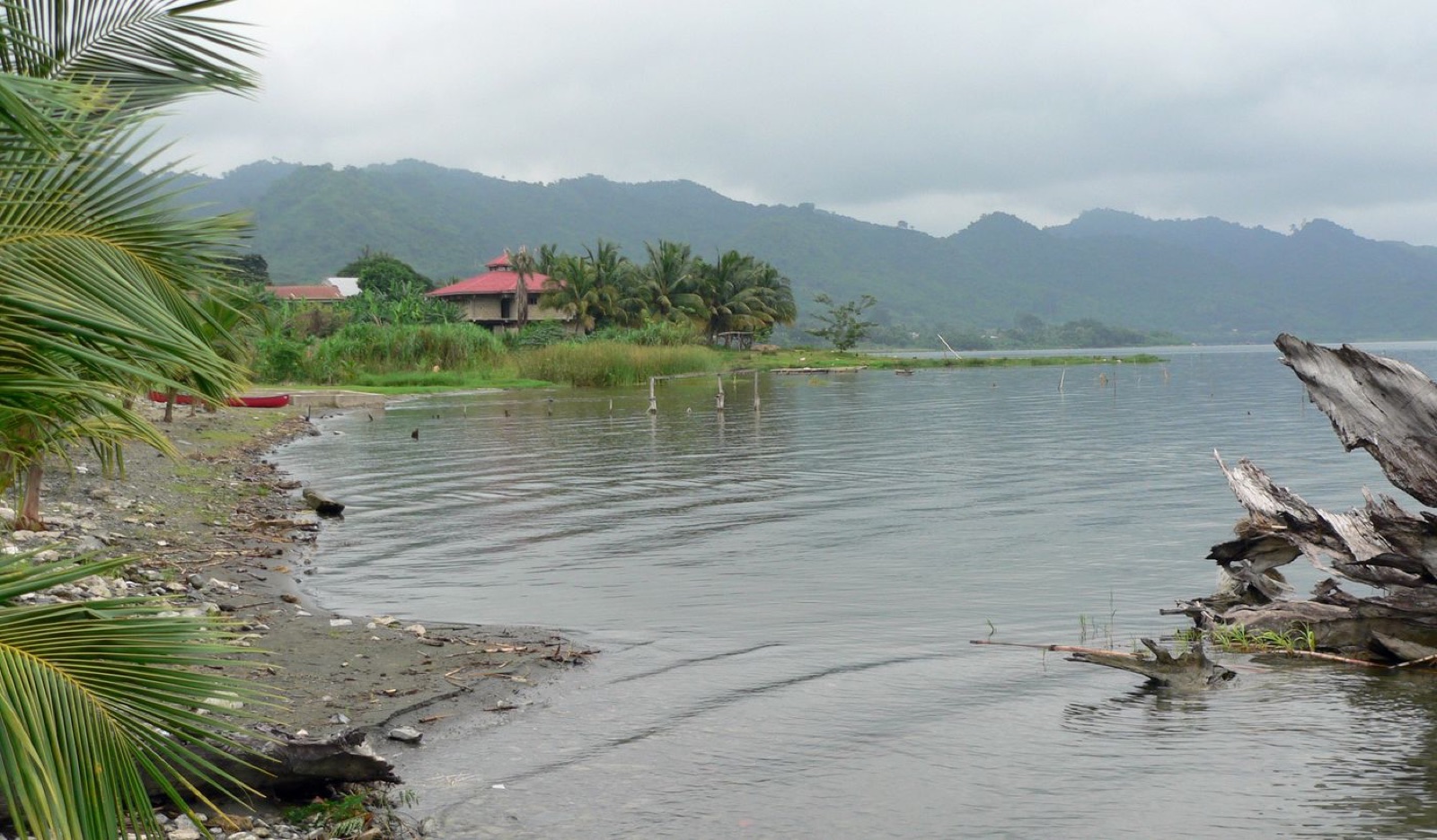 Lake Bosumtwi surrounded by hills in Ghana's Ashanti Region